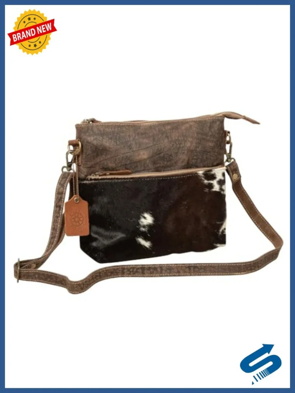 Canvas and Hairon Bag with Leather Shoulder Strap Western Style